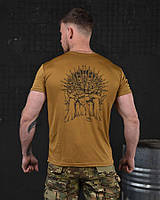 Футболка армейская коричневая койот, армейская футболка для военных с принтом тактическая всу li677