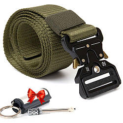 Тактичний ремінь 125 см Tactical Belt + Подарунок Нескінченний сірник брелок / Армійський ремінь із пряжкою Cobra