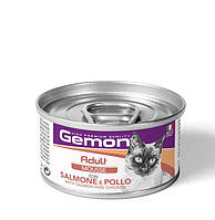 Gemon Cat Adult Mousse with Salmon and Chicken Мусс с лососем и курицей для взрослых кошек 85 г