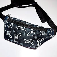 Поясна дитяча сумка бананка спортивний принт два відділи