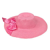 Шляпа Соломенная Ле6тняя Женская Атласная Лента Размер 56-58 Розовый (17510) KN, код: 5535320