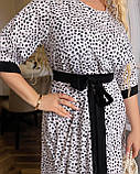 Легка жіноча сукня міді з рукавом до ліктя та поясом, фото 4