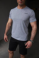 Комплект Reebok футболка серая + шорты, летний мужской набор рыбок