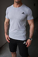 Комплект Adidas футболка серая + шорты, летний мужской набор Адидас