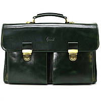 Деловой кожаный мужской портфель в зеленой глянцевой коже TARWA GE-2068-4lx r_7440