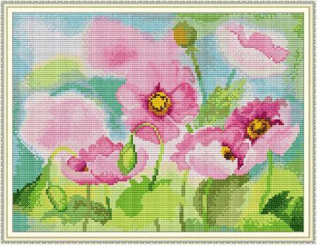 Набір для вишивання за нанесеною на канву схемою "Poppies 11". AIDA 14CT printed 34*28 см