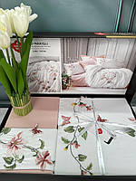 Комплект постільної білизни сатин люкс з вишивкою двоспальне євро 200*220 см Cotton Box Туреччина