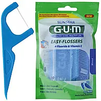 Зубная нить GUM Easy Flossers VIT-E, с фторидом, 30 штук