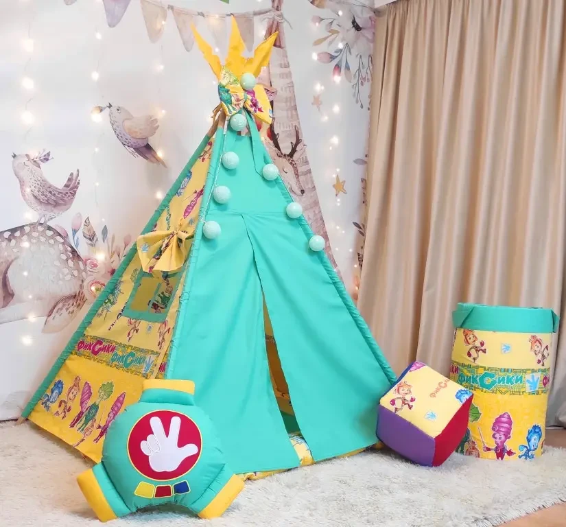 Качественная детская комнатная палатка для детей Фиксики + корзина для игрушек полный комплект! - фото 3 - id-p2111704451