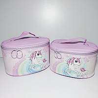 Набір косметичок єдиноріжок бузковий 2 шт. різного розміру
