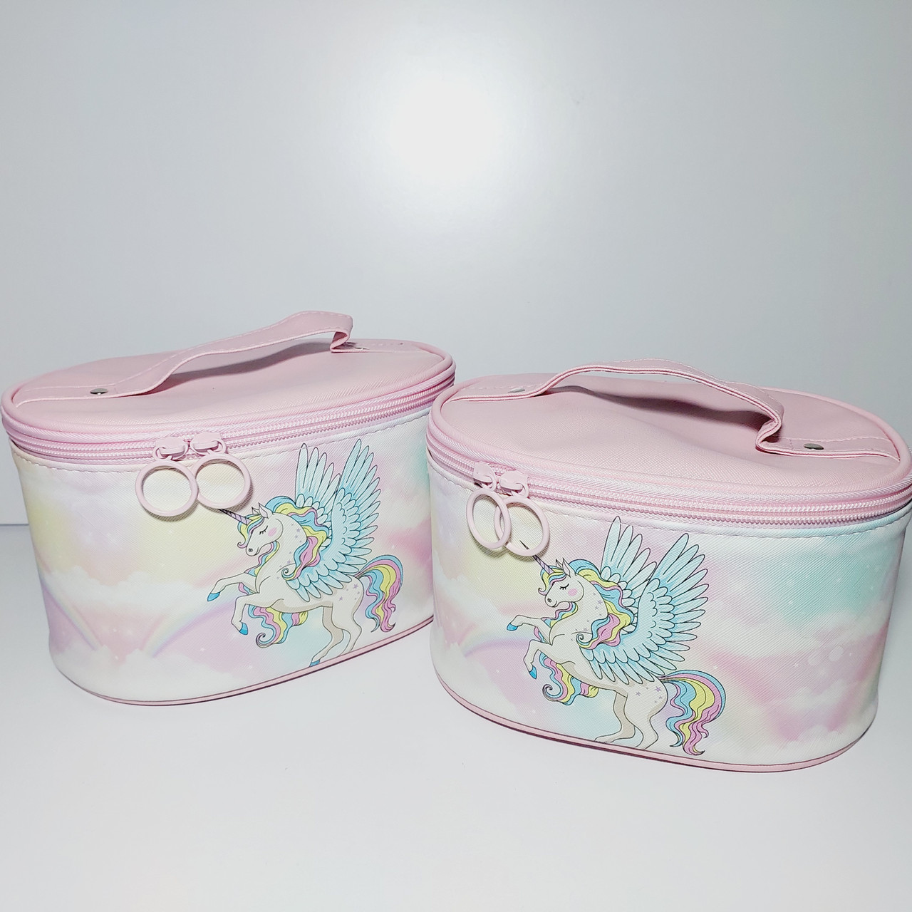 Набір косметичок із єдинорогом рожевий 2 шт. різного розміру, фото 1