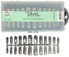 Divia - Гелеві тіпси для нарощування нігтів "Квадрат" Di1580 (240 шт/уп)