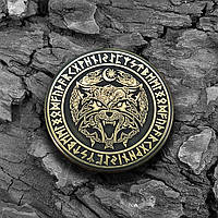 Монета латунная сувенирная "Волк - Фенрир (Fenrir)" c гравировкой