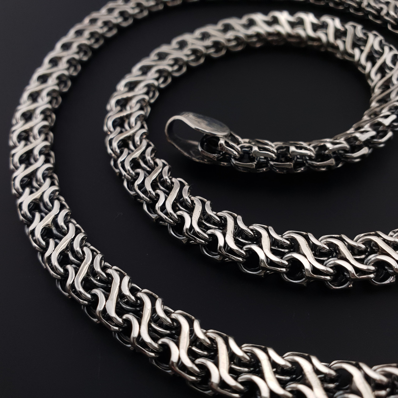 Срібна цепочка чоловіча широка Рамзес зворотний. Товстий срібний ланцюжок чоловічий ширина 7,5 мм. 60 см, фото 1