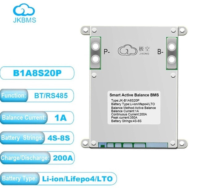 Активный смарт балансир BMS Jikong JK-B1A8S20P, 3S-8S (7.5-34V), Li-Ion/LFP/LTO, 200A, 1A balancer, Bluetooth - фото 1 - id-p2111741115