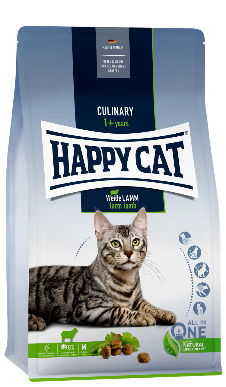 Happy Cat Culinary Weide Lamm (Farm Lamb) сухий корм з ягням для котів із чутливим травленням, 10 кг (70550), фото 1
