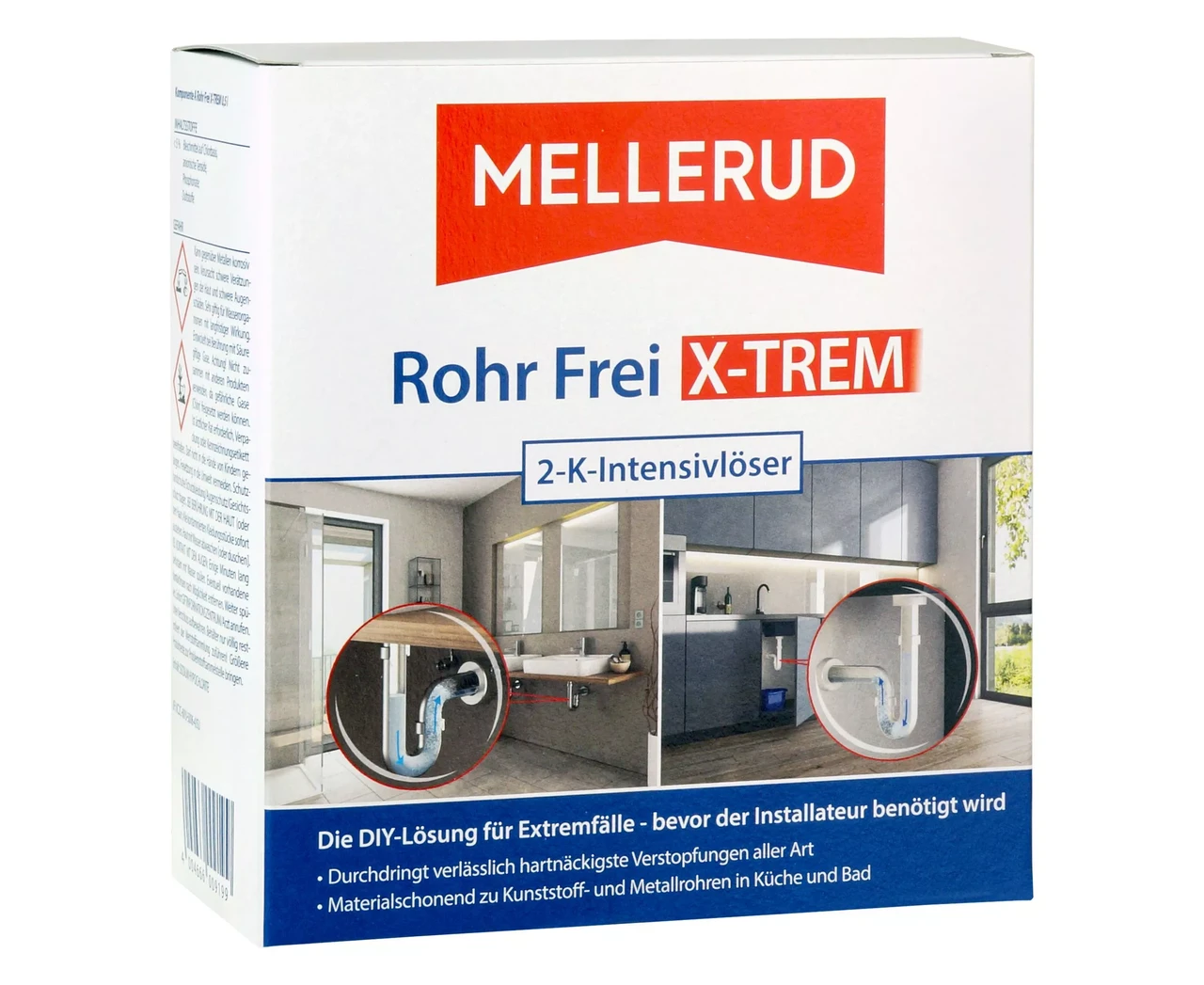 Двокомпонентний засіб для видалення волосся в сифонах і трубах  MELLERUD