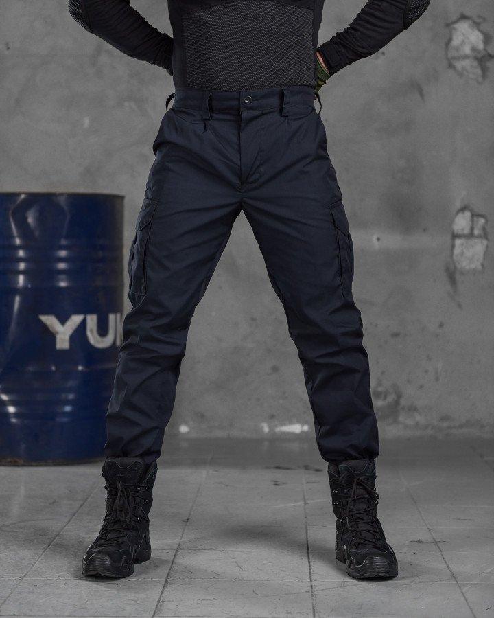 Демисезонные мужские брюки с накладными карманами, штаны ВСУ рип-стоп темно-синего цвета - фото 9 - id-p2111775979