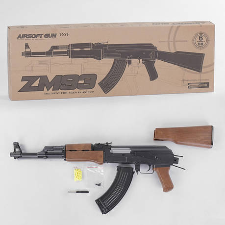 Іграшковий автомат Калашнікова дитячий АК-47 металевий ZM 93 зі знімним прикладом довжина 87 см, фото 1