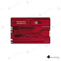 Ніж Victorinox Swisscard 82x54x4мм (10 функцій) Червоний прозорий