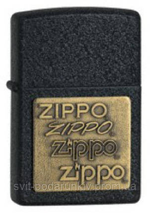 Зажигалка ZIPPO 362 BRASS EMBLEM BLACK CRACKLE, фото 2