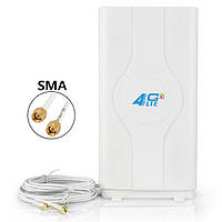 Панельная MIMO антенна 4G 3G LTE двойная 2x 9dBi SMA Male 700-2700 МГц, усиление сигнала для модема, роутера