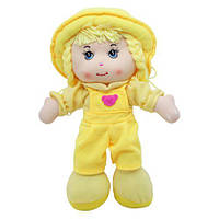 Мягкая кукла "Девочка в комбинезоне", желтая детская игрушка куколка