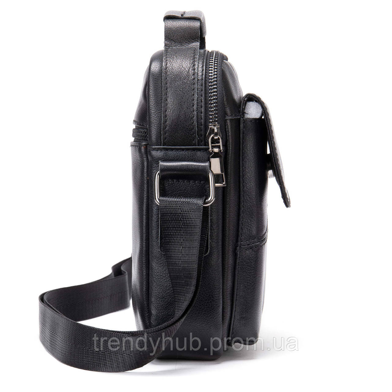 Вертикальная мужская сумка в плотной коже Vintage 20366 17х21х5 см Черная LP, код: 6861228 - фото 6 - id-p2111666659