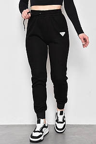 Спортивні штани жіночі трикотажні чорного кольору 174462P