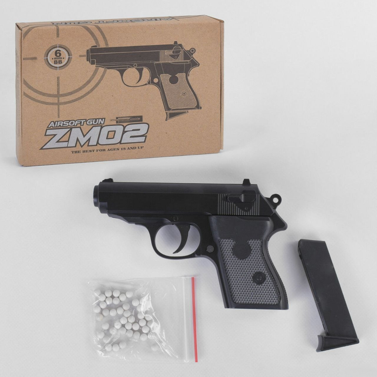 Іграшковий спринговый металевий пістолет Вальтер на пульках / Пістолет Walther PP ZM02