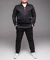 Мужской спортивный костюм батальный весна осень GS черный Комплект демисезонный Кофта Штаны больших размеров