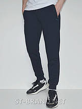 S,M,L . Чоловічі спортивні штани на менжеті із трикотажу двунитки, темно-сині, фото 3