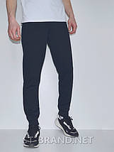 S,M,L . Чоловічі спортивні штани на менжеті із трикотажу двунитки, темно-сині, фото 3