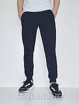 S,M,L . Чоловічі спортивні штани на менжеті із трикотажу двунитки, темно-сині, фото 2