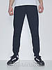 S,M,L . Чоловічі спортивні штани на менжеті із трикотажу двунитки, темно-сині, фото 2