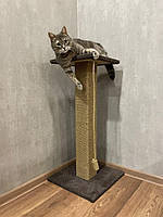 Когтеточка "Боня" с квадратным столбиком, когтедралка с лежанкой для кота, 65/80/100см