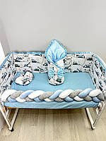 Набор постельного белья в детскую кроватку для новорожденного с косичкой с конвертом на выписку