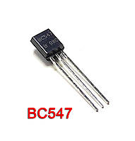 Транзистор BC547B Биполярный, NPN, 0.1A 45V, TO-92