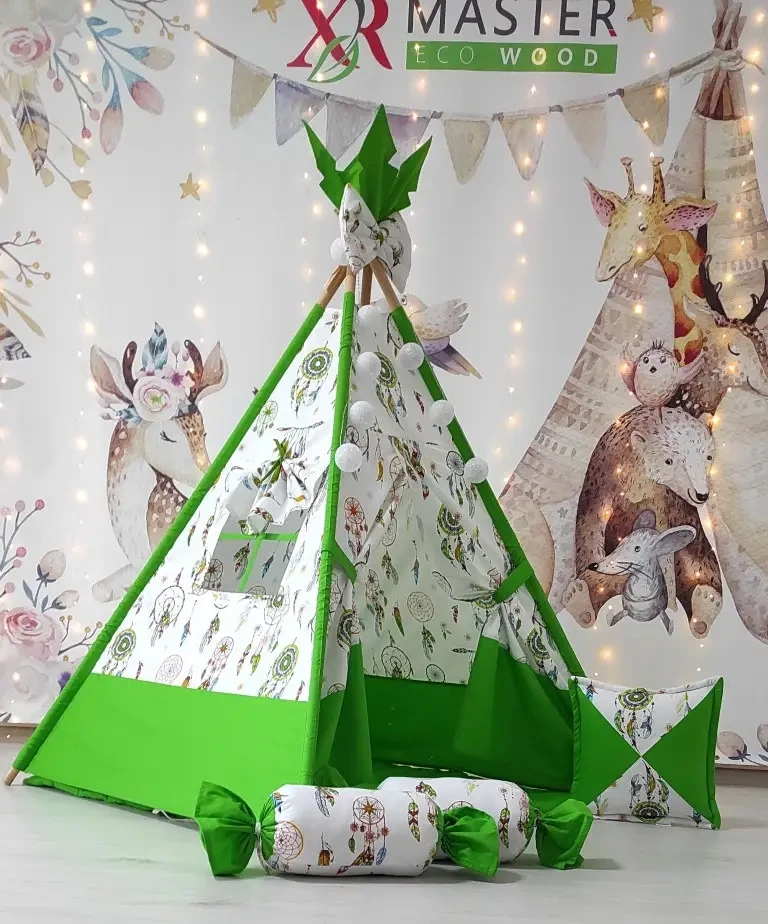 Палатка для детей на природе и дома вигвам музыка ветра + подарок 3 подушки | Детский домик качественный - фото 7 - id-p2111942212