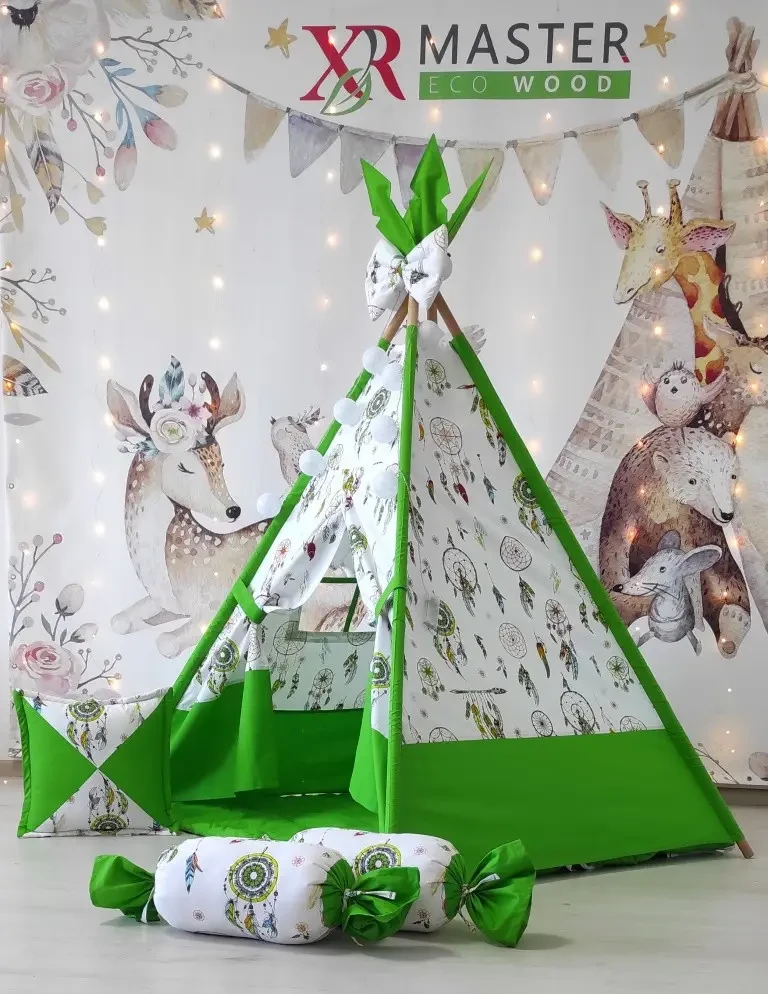 Палатка для детей на природе и дома вигвам музыка ветра + подарок 3 подушки | Детский домик качественный - фото 5 - id-p2111942212