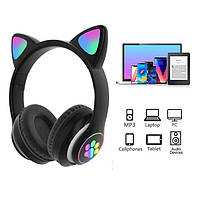 Беспроводные наушники с кошачьими ушками и RGB подсветкой Cat VZV 23M. QL-630 Цвет: черный