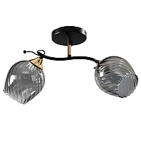 Люстра потолочная на два стеклянных плафона серого цвета под лампу Е27 Svet SC-W3031/2 BK+FG