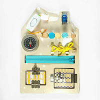 Бизиборд C 64871 (22), компас, шнуровка, змейка, замочки, колесо, переключатель, в коробке