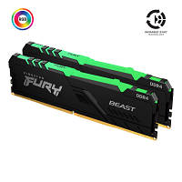 Модуль пам'яті для комп'ютера DDR4 16GB (2x8GB) 3200 MHz Fury Beast RGB Kingston Fury (ex.HyperX)