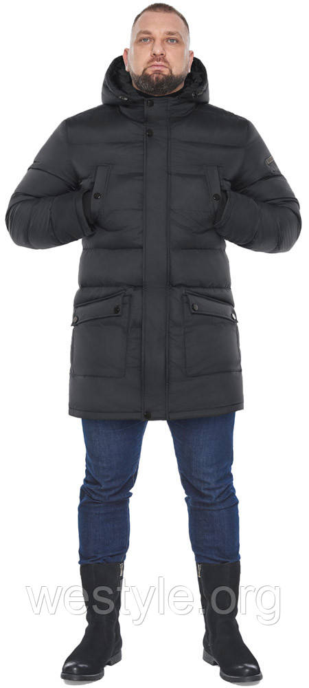 Чоловіча зимова лаконічна куртка графітового кольору модель 63411