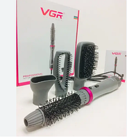 Фен щетка расческа VGR V-408 4 в 1 профессиональный для сушки и укладки волос,холодный обдув,700 Вт,Серый,ASD