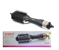 Фен щетка расческа VGR V-492 профессиональный 3 в 1  для сушки и укладки волос,3 режима,1000 Вт,Черный,ASD