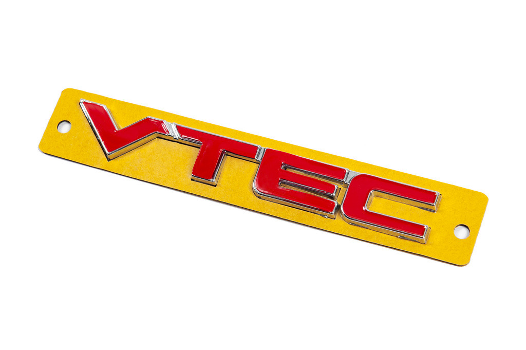 Надпись VTEC красная с хромом (110мм на 15мм) для Тюнинг Honda - фото 2 - id-p2111918648