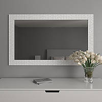 Настенное зеркало в широкой оправе | 126х76 Белое | Black Mirror для дома | магазина | офиса