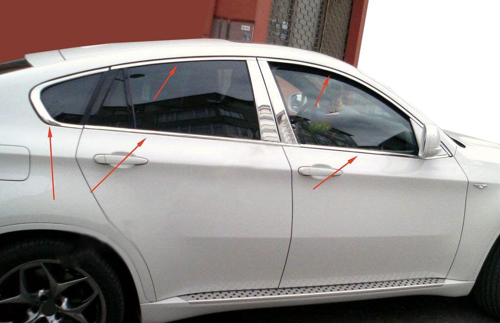 Повна окантовка вікон (10 шт., нерж.) для BMW X6 E-71 2008-2014рр, фото 1